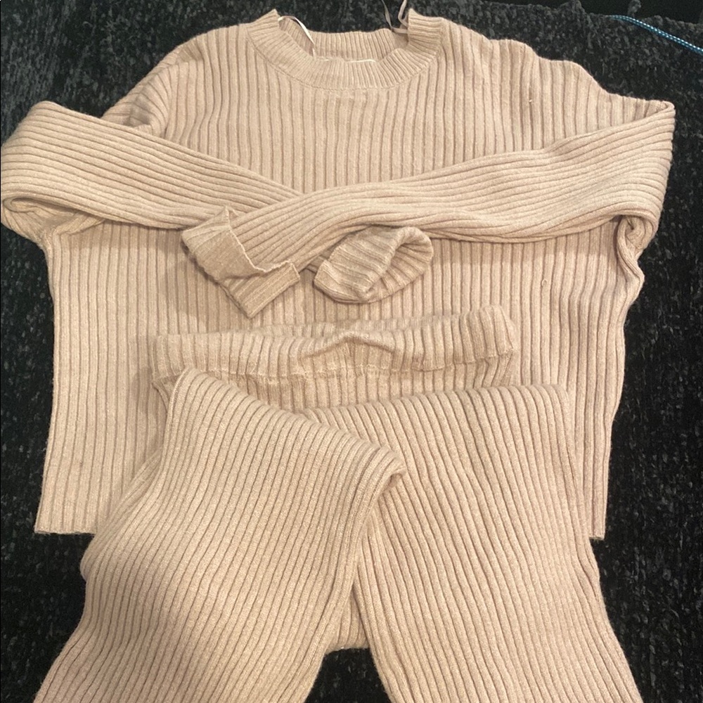 Sincerely Jules Cream Wide Leg Pants & Sweater Set